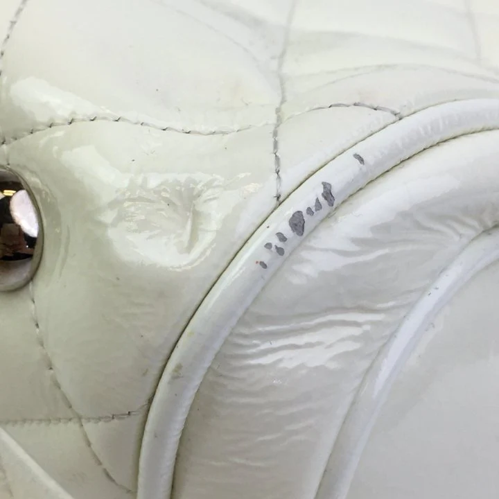 Chanel Vintage White Patent Quilted Timeless Tote - Image 8