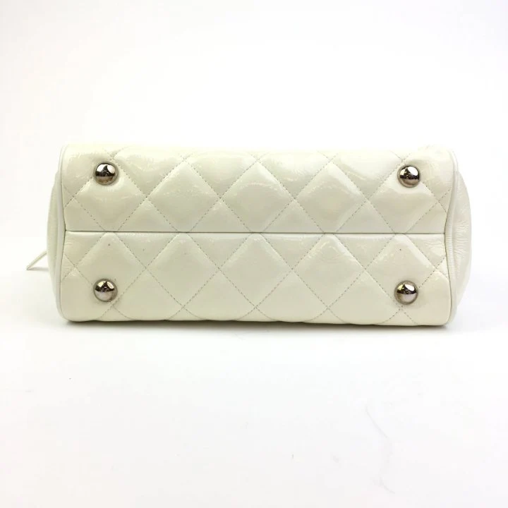 Chanel Vintage White Patent Quilted Timeless Tote - Image 9
