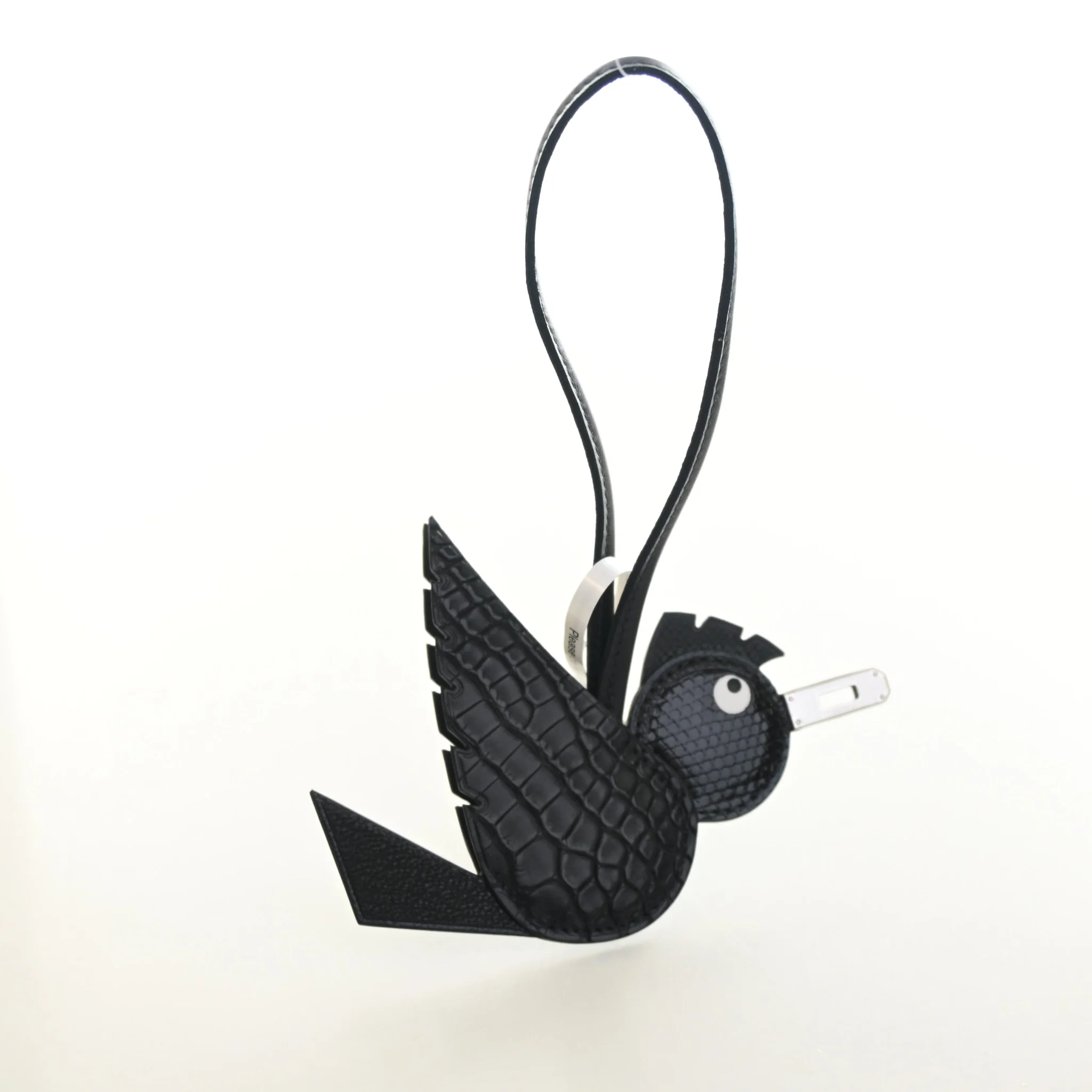 Hermes Black Alligator/Lizard Birdy Charm