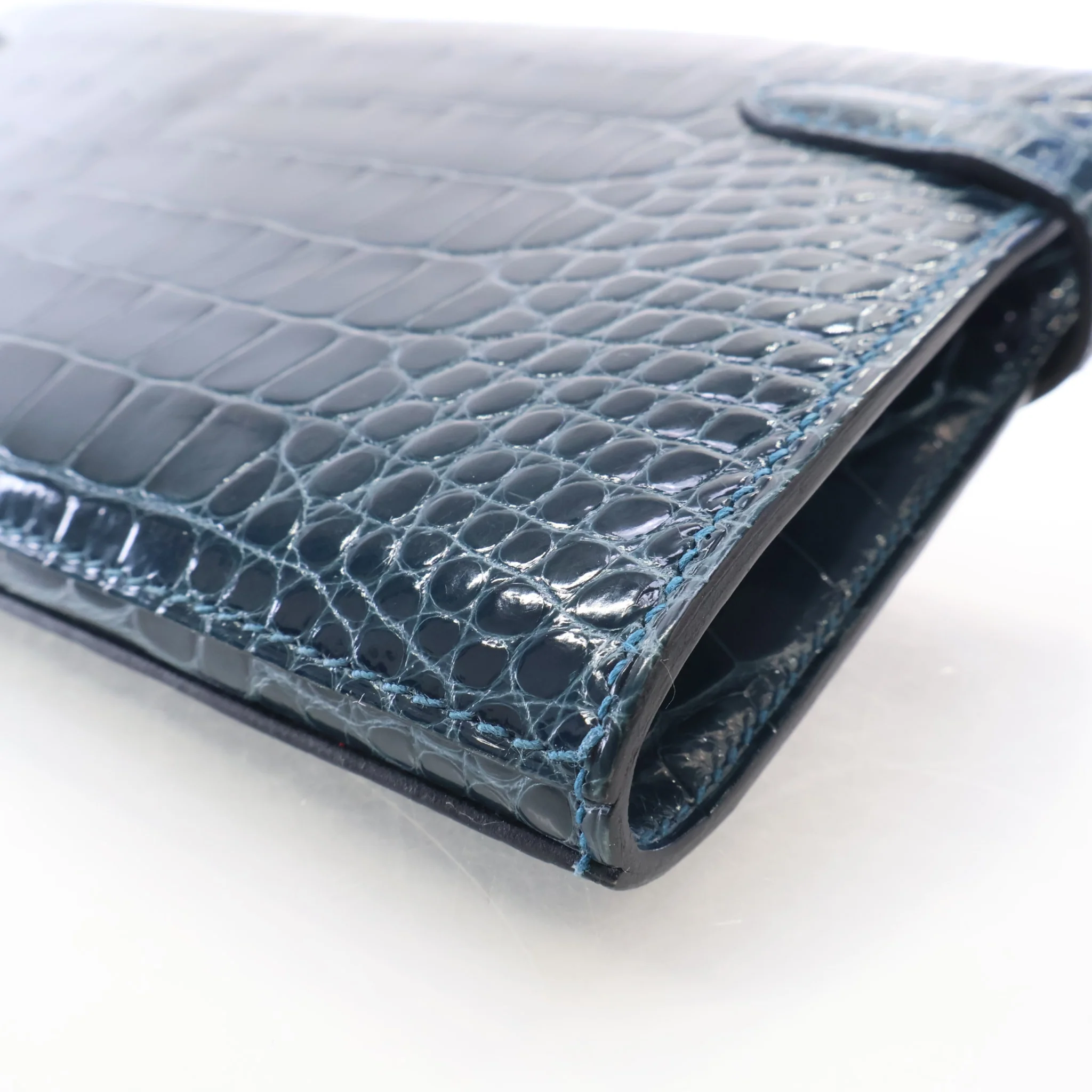 Hermes Bleu Covert Alligator Long Wallet - Image 12