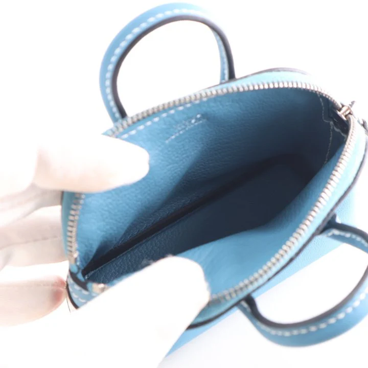 Hermes Bleu Jean Swift Bolide Shark Bag Charm Mini - Image 11