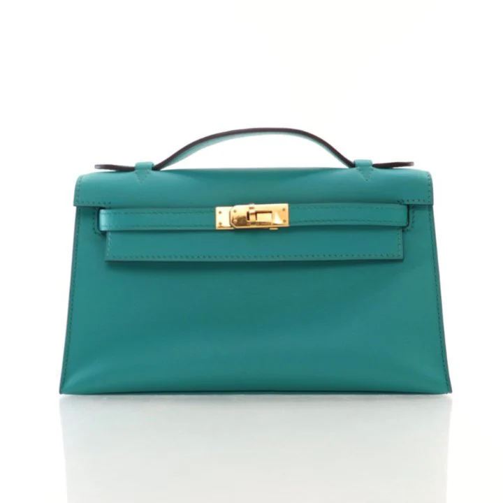 Hermes Bleu Paon Swift Kelly Pochette