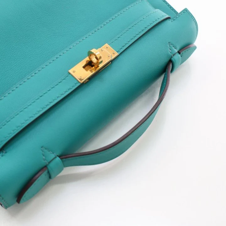 Hermes Bleu Paon Swift Kelly Pochette - Image 11