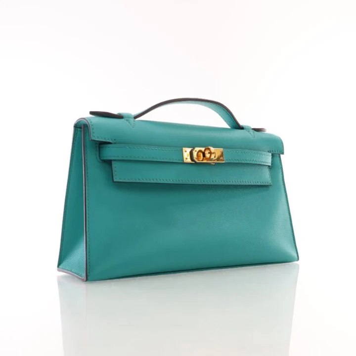 Hermes Bleu Paon Swift Kelly Pochette - Image 2