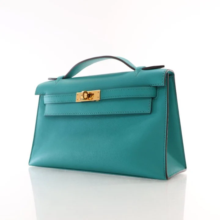 Hermes Bleu Paon Swift Kelly Pochette - Image 3