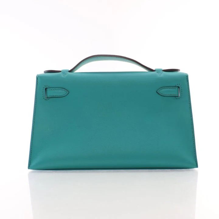 Hermes Bleu Paon Swift Kelly Pochette - Image 4