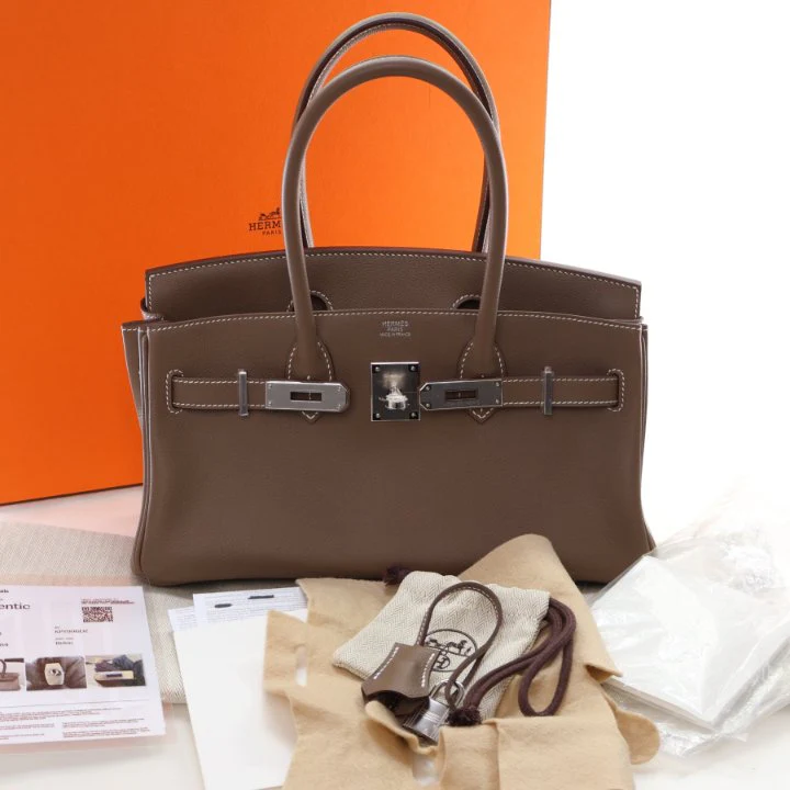 Hermes Etoupe Evercolor Shoulder Birkin Light 29 - Image 18
