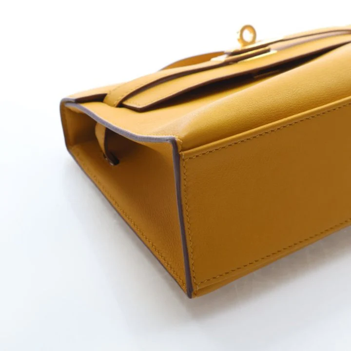 Hermes Jaune Ambre Swift Kelly Pochette - Image 6