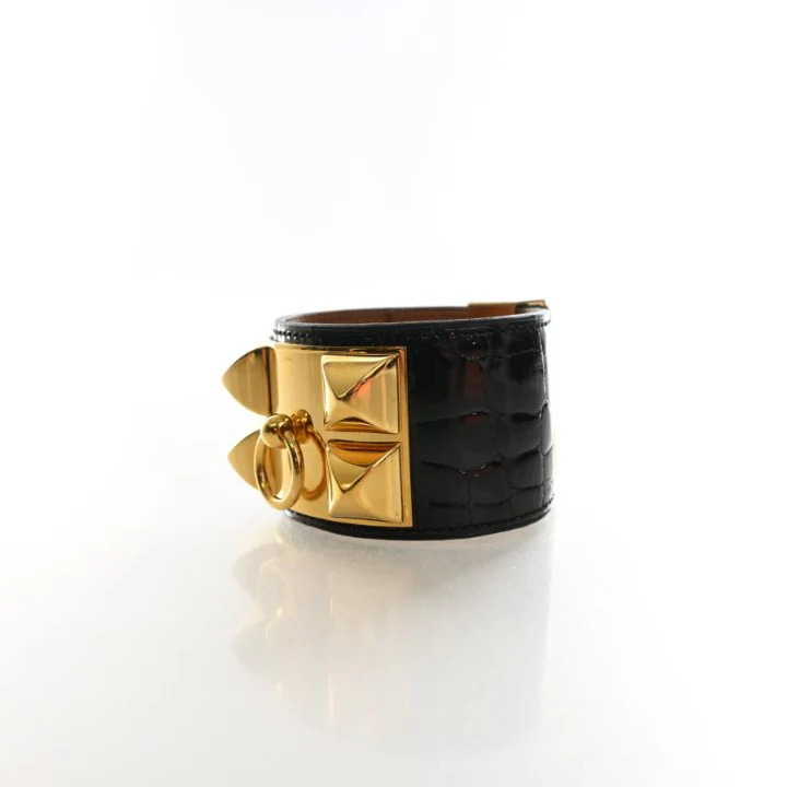 Hermes Noir Alligator Collier De Chien Bracelet - Image 3