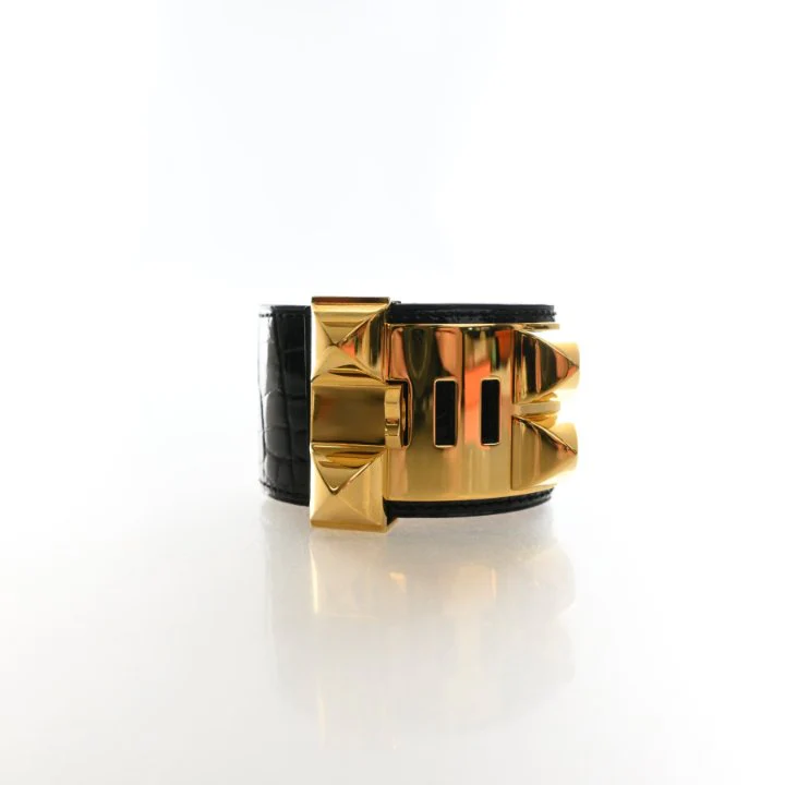 Hermes Noir Alligator Collier De Chien Bracelet - Image 4