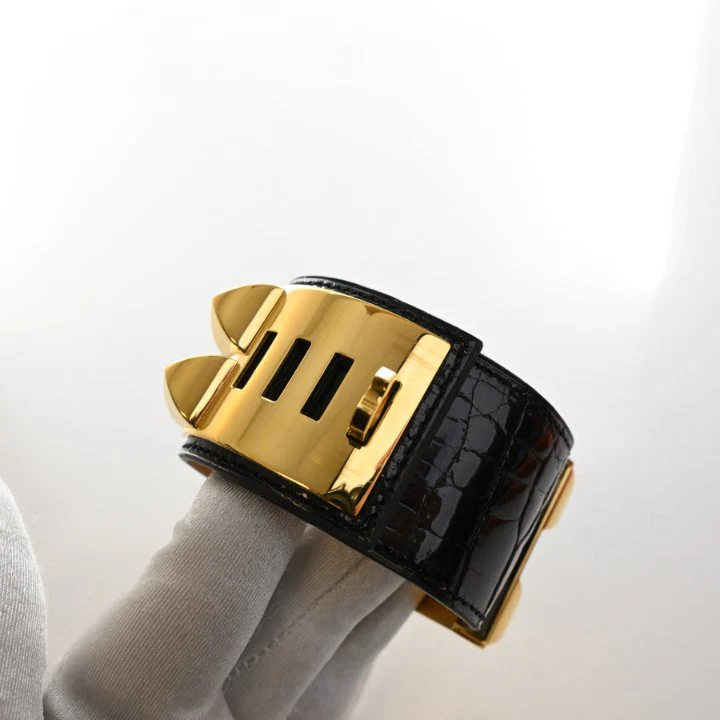Hermes Noir Alligator Collier De Chien Bracelet - Image 7