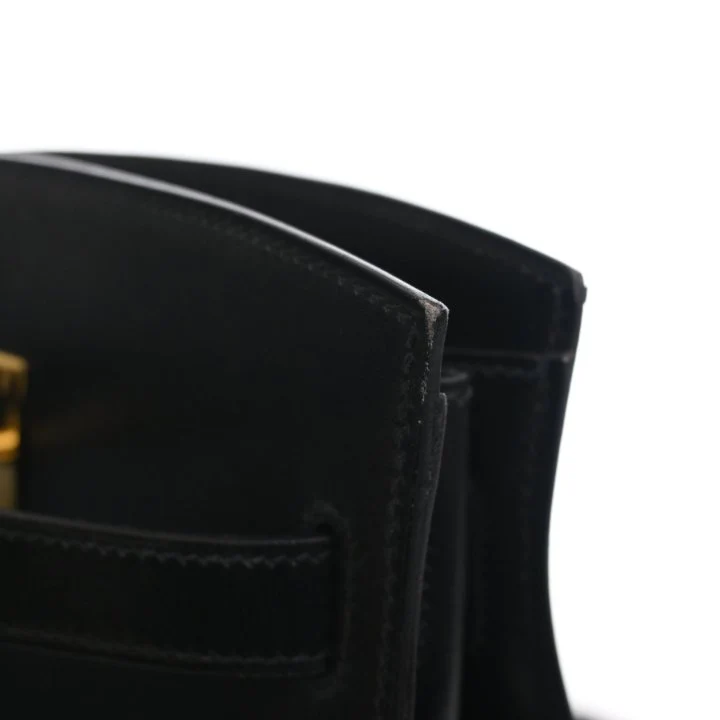 Hermes Vintage Noir Box Calf Kelly Sport MM - Image 13