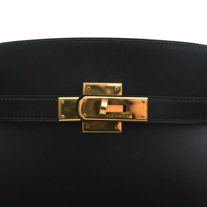 Hermes Vintage Noir Box Calf Kelly Sport MM - Image 4