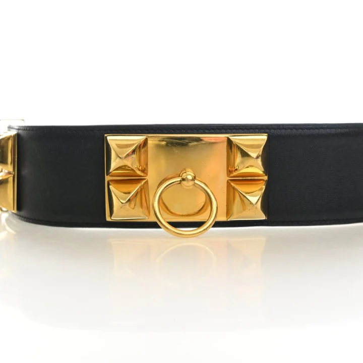 Hermes Vintage Noir Swift Collier De Chien Belt Sz 68 - Image 3