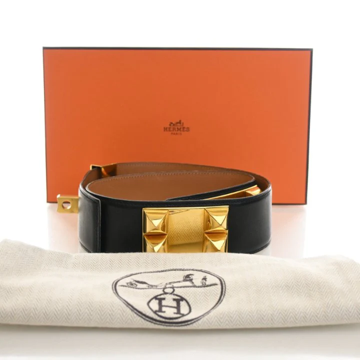 Hermes Vintage Noir Swift Collier De Chien Belt Sz 68 - Image 9