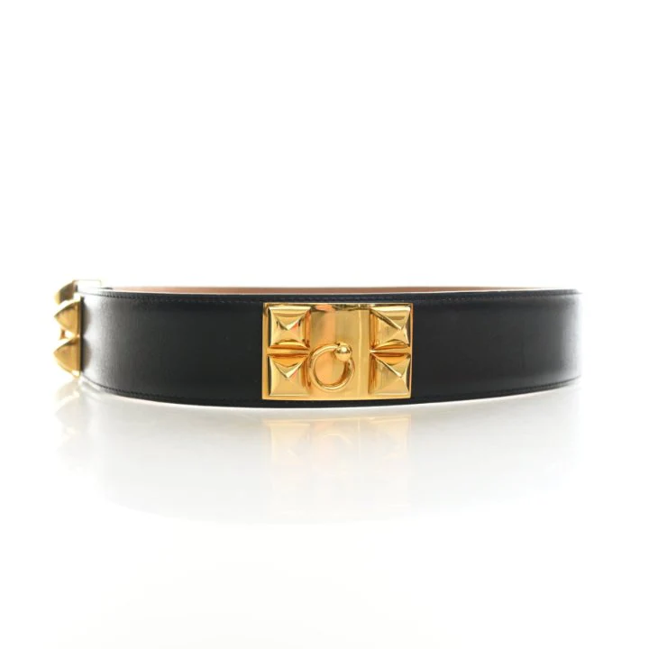 Hermes Vintage Noir Swift Collier De Chien Belt Sz 72 - Image 3