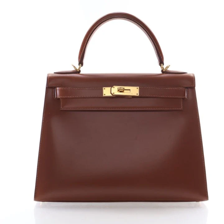 Hermes Vintage Noisette Box Calf Sellier Kelly 28