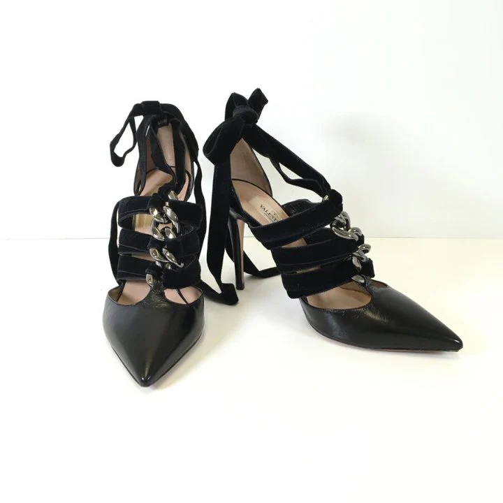 Valentino Velvet Strappy Heels Sz 37.5 - Image 3