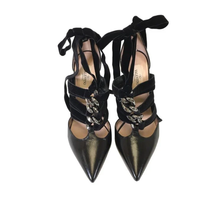 Valentino Velvet Strappy Heels Sz 37.5 - Image 9